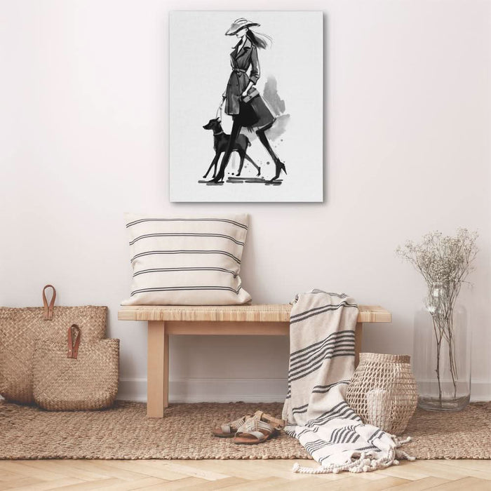 Woman with Dog - Modern Canvas Wall Art