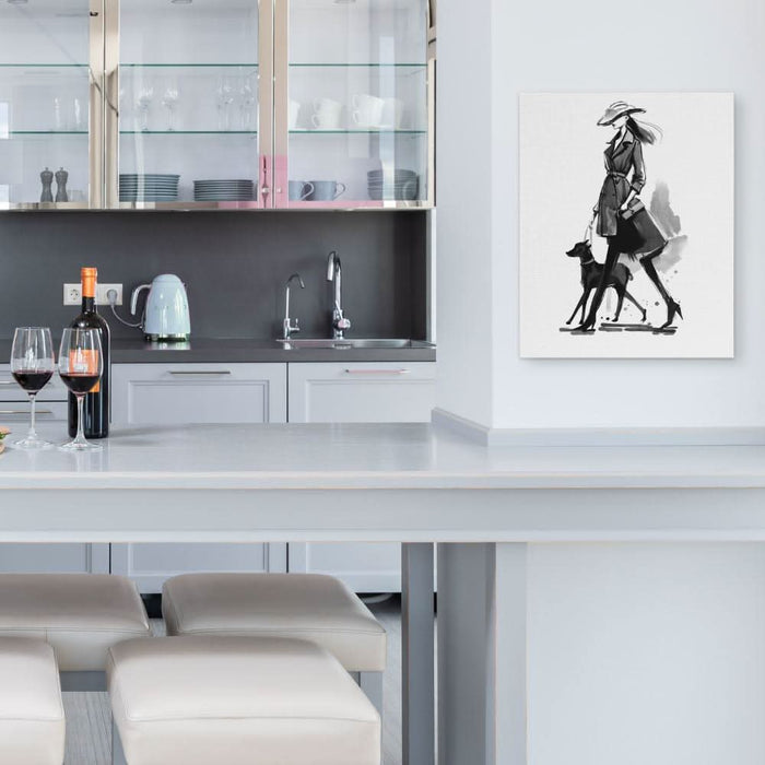 Woman with Dog - Framed Art Print