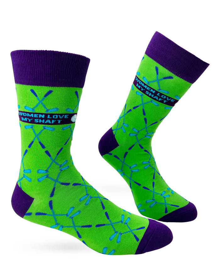 Women Love My Shaft Men's Novelty Crew Socks Featuring Golf Clubs