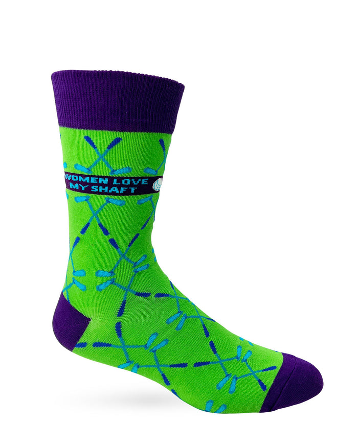 Women Love My Shaft Men's Novelty Crew Socks Featuring Golf Clubs