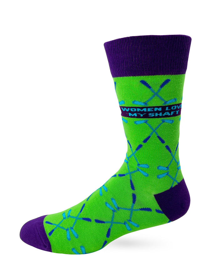 Women Love My Shaft Men's Novelty Crew Socks Featuring Golf Clubs