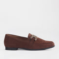 Froggie Shoes Loafers Froggie Women’s Loafer- Chain Detail- Brown Suede -12998