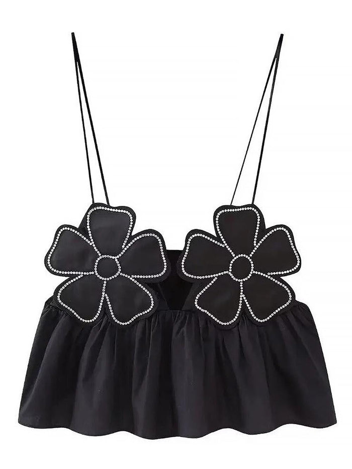 Women's Sexy Floral Decorative Crop Top | ZAKAPOP