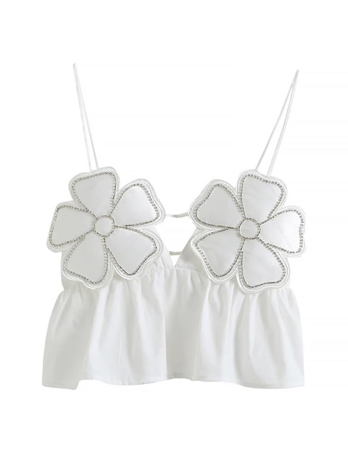Women's Sexy Floral Decorative Crop Top | ZAKAPOP