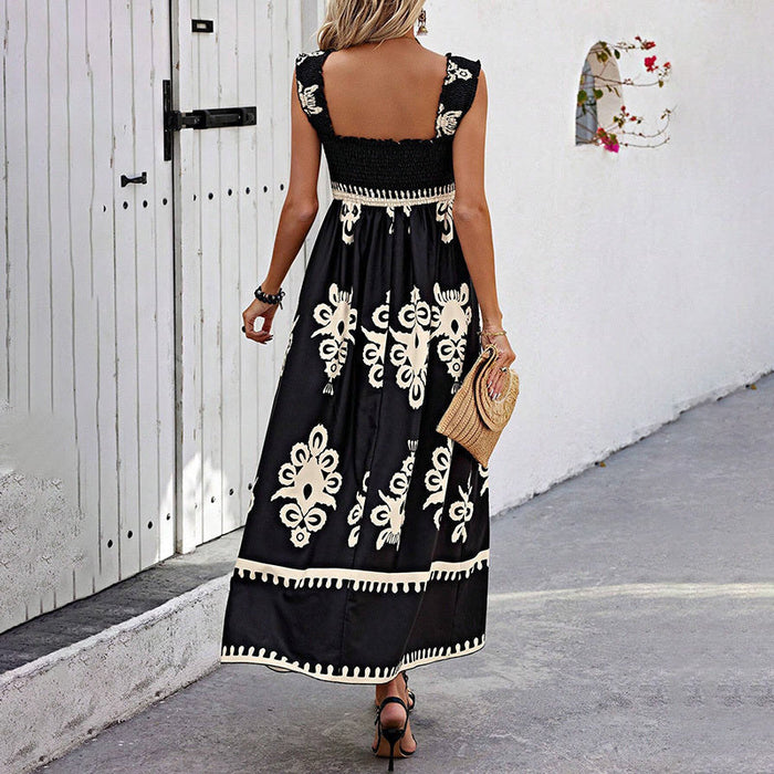 Women’s Wide-Strap Printed Maxi Dress
