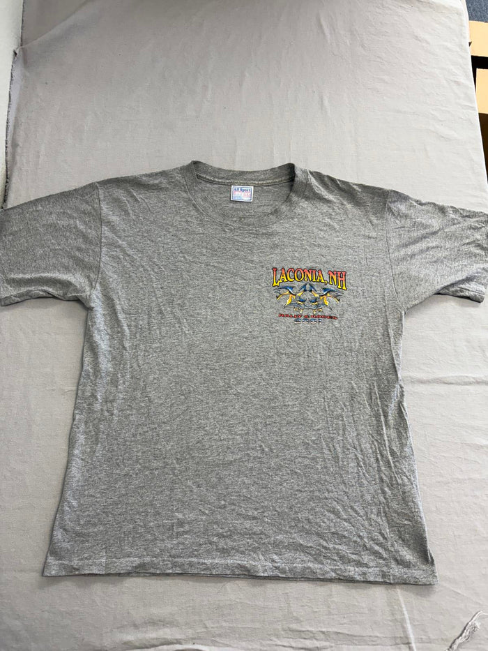 Y2K Tribal Biker T-shirt Laconia New Hamsphire Rally & Races