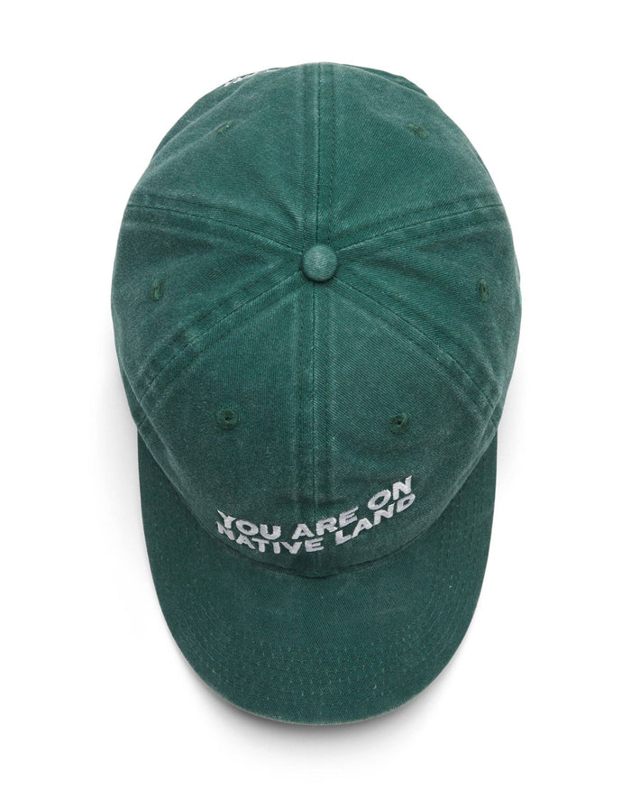 'YOU ARE ON NATIVE LAND' DAD CAP - DARK GREEN