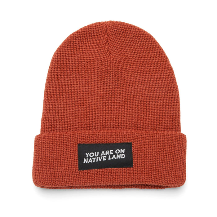 'YOU ARE ON NATIVE LAND' RIBBED BEANIE