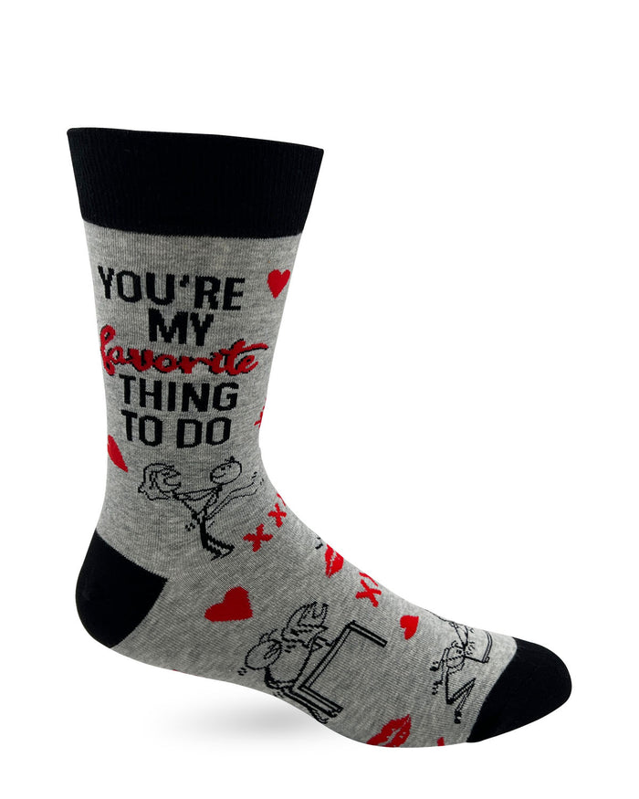 Men's Novelty Crew Socks with saying You're My Favorite Thing To Do