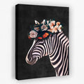 Zebra Floral Hat - Animals Canvas Wall Art