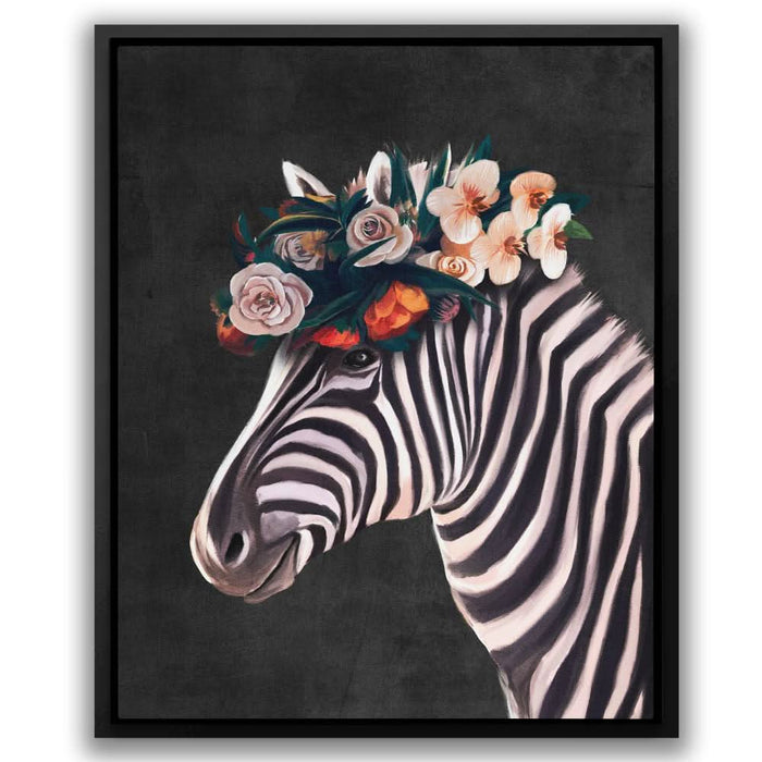 Zebra Floral Hat - Floral Canvas Print