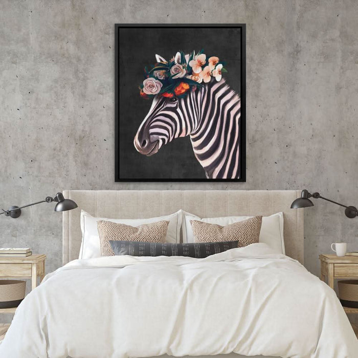 Zebra Floral Hat - Large Modern Canvas Print