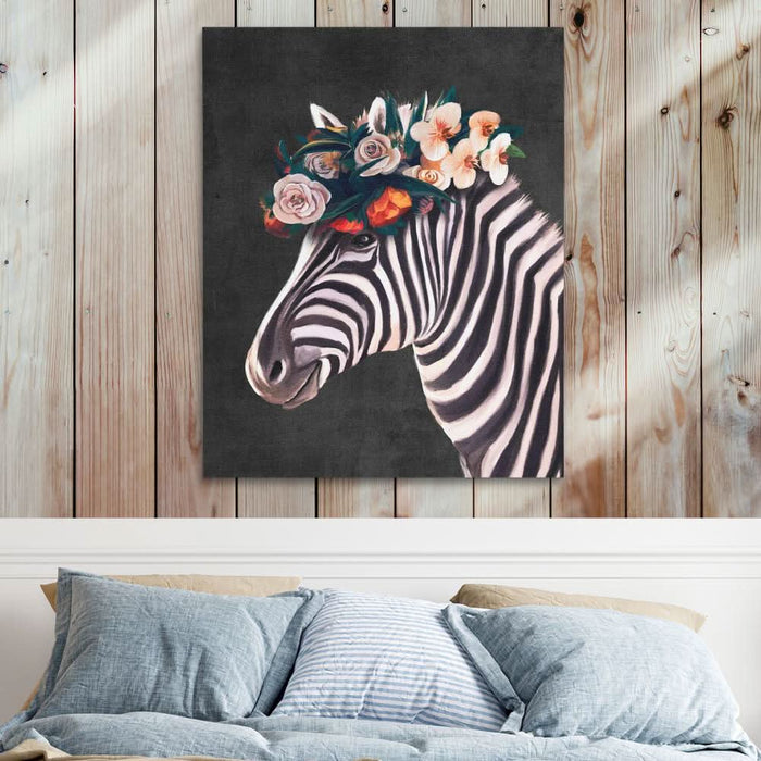 Zebra Floral Hat - Framed Art Print